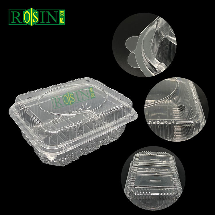 Customized Clear PET Clamshell Fruit Box with Lid Vent Holes