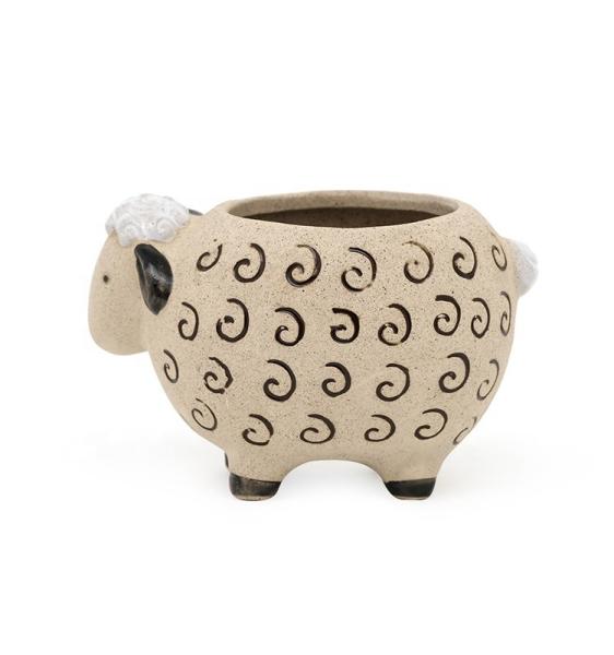 Wholesale hot sale lovely instagram 3D unique sheep succulent flower pot in pottery clay ceramic