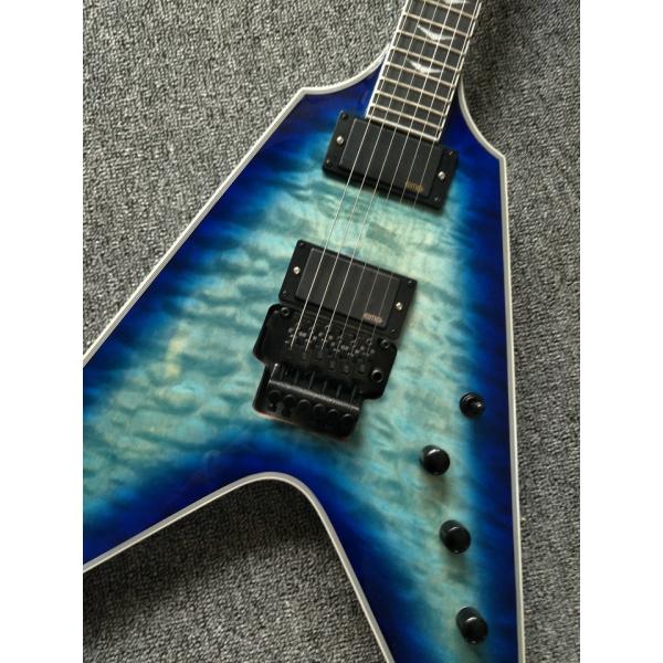 2017 custom kinds colors alien flying v guitar free shipping blueburst color ebony fretboard flying v electric guitar