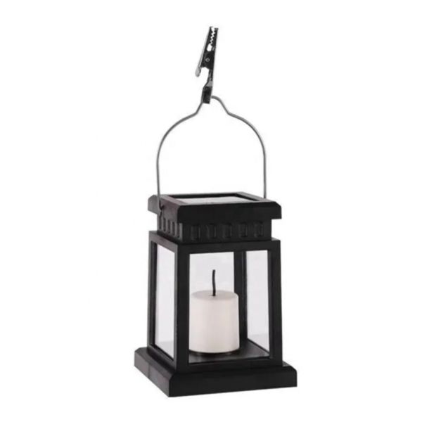 Solar Hanging Candle Lantern Waterproof Outdoor Umbrella Light Vintage Clip Lamp for Garden Teahouse Pathway Lawn Yard Lounge