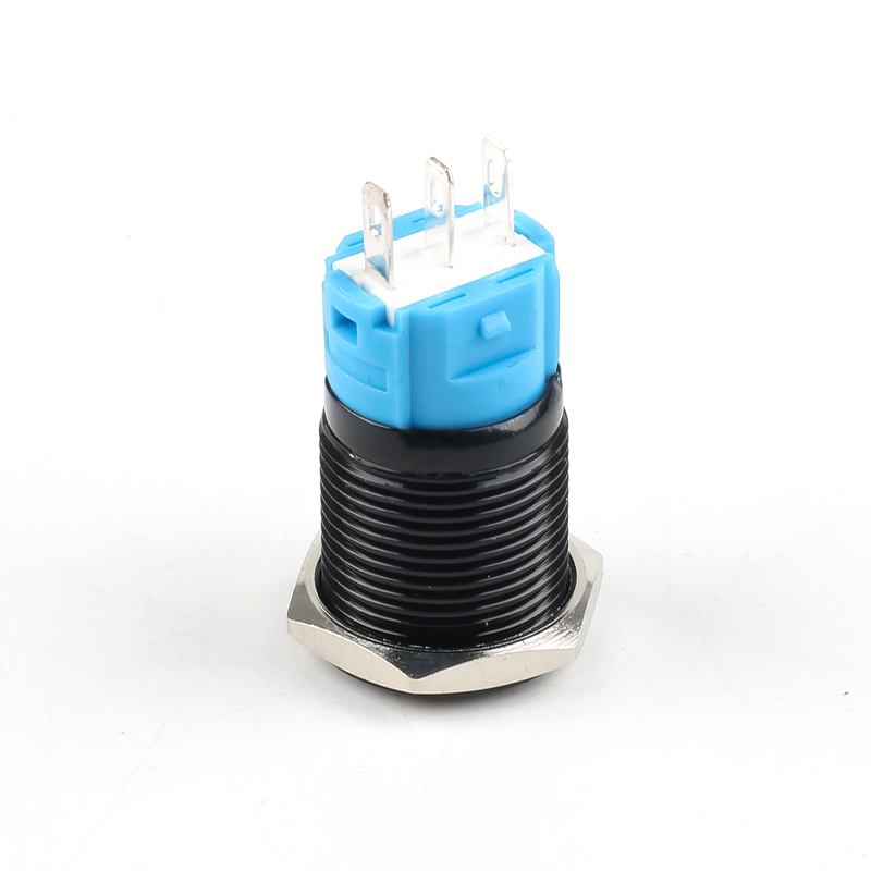 16mm Full-Oxygen Color Metal Push Button Switch 1NO1NC Self-Resetting and Self-Locking Red Green Yellow Blue Black 3-Pin