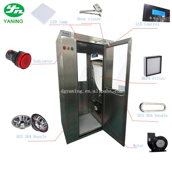 YANING Cleanroom Air Shower Room ISO14644 Standard OEM Design Electric Interlock
