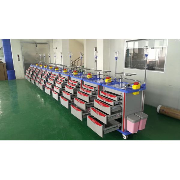 Hospital Medical Records Crash Cart  ABS Emergency Medical Cart Trolley  with Drawers Trolley Medical