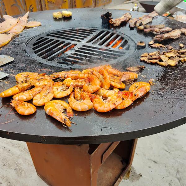 Rusty Red Corten Steel BBQ Grill 1000mm Log Burner Barbecue fire pit and grill
