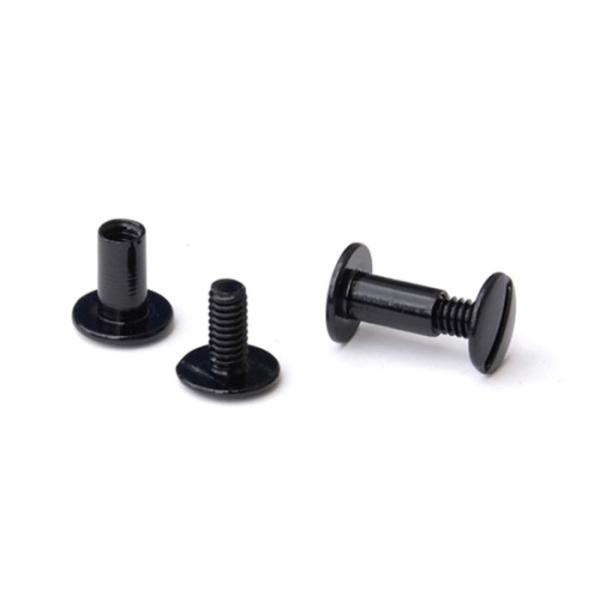 Book Binding Post 6mm Chicago Screws Black Oxide Stainless Steel Set