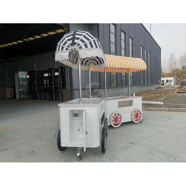 Customized beautiful Gelato Ice Cream Pop Cart Hand Push Mobile Van with umbrella