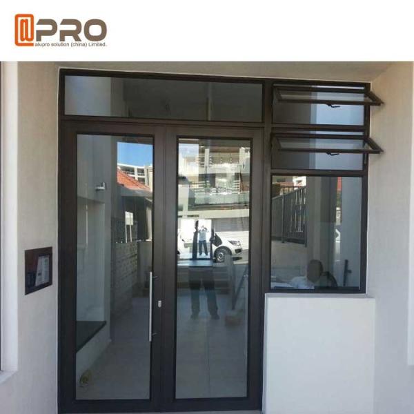 Portas articuladas de alumínio residenciais feitas sob encomenda, porta de vidro à prova de balas da segurança do único caixilho