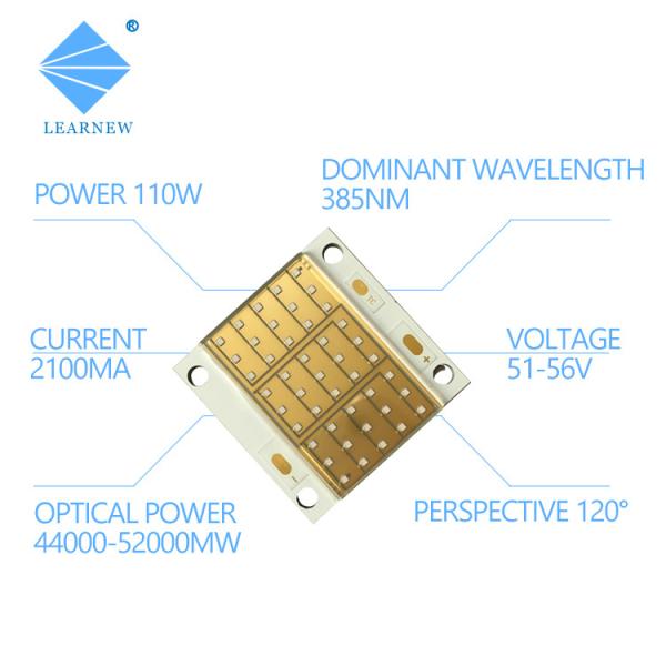 microprocesador 110W de los 35x35MM 365nm 385nmm 395nm UVA SMD LED con el palmo de la larga vida