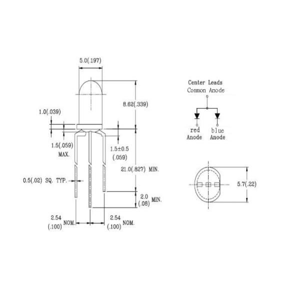 Dip RoHS Common Anode Diffusion Through Hole Led Milky White 30 Degree 5mm