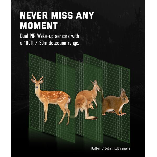 32MP Dual Lens HD Hunting Cameras 4K Game No Glow Wildlife Camera