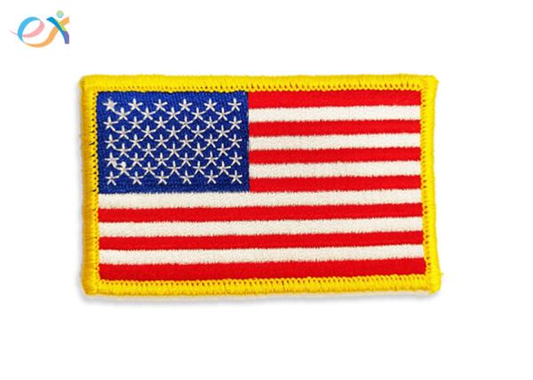 Iron On Backing Embroidered American Flag Patch US Military Style With Merrow Border