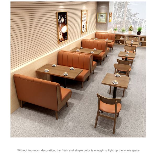 Foshan Factory Restaurant Table and Chairs Commercial Coffee Table With Chair Solid Wood Booth Sofa Seating for Restaurant