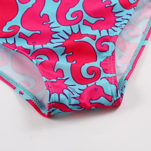 Kid's sea horse  print  one shoulder off swimwear one piece swimsuit