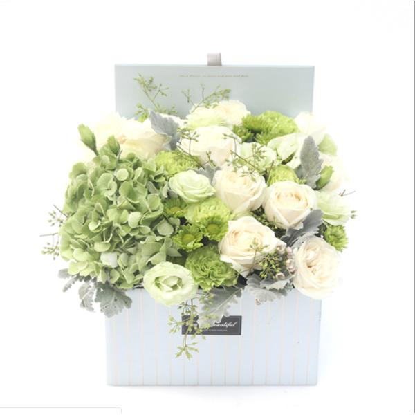 Square Folding Flower Gift Pink White Paperboard Box Carton Packaging Customized