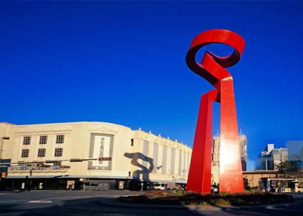 Superfície de aço inoxidável do vermelho da escultura exterior comercial do metal da decoração da construção terminada