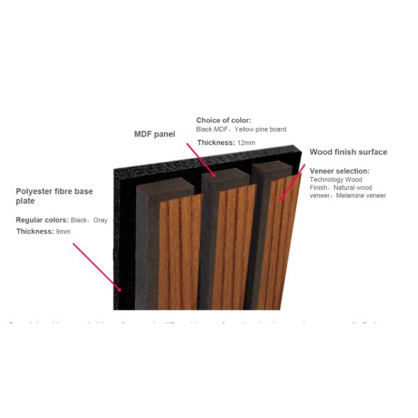 Polyester Fiber E1 MDF Slat Wood Panel Wall for Office Wall Decoration