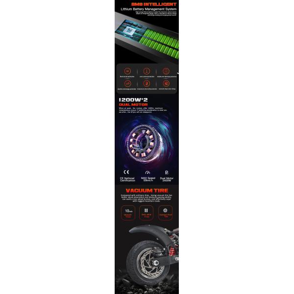 Powerful 1200w*2 Dual Motor Electric Scooter with 8.5 Inch Wheels and App Control