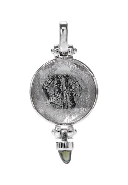 Space Rock Meteorite 925 Sterling Silver Jewelry Pendant with Moldavite