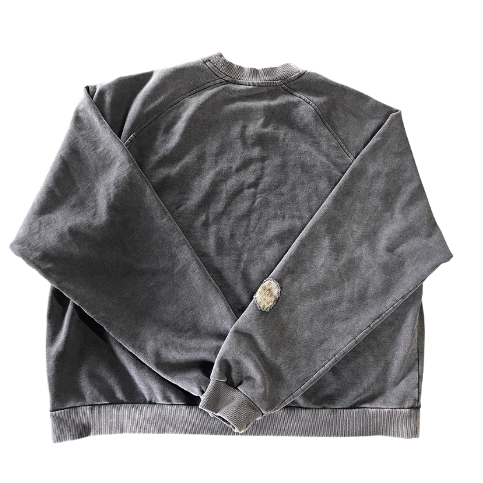 Skull Graphic Men's Heavyweight Hoodie Vintage Acid Wash Cropped Crewneck Sweatshirt