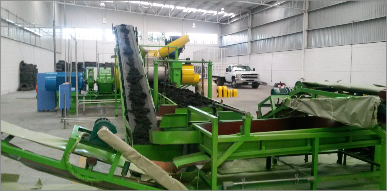PLC Controlled Waste Tire Recycling Machine Line with Customized Conveyor Systems and 1 Year Warranty