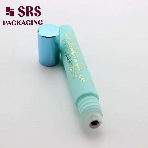 SRS empty cosmetic 8ml blue color plastic eye cream roller ball bottle