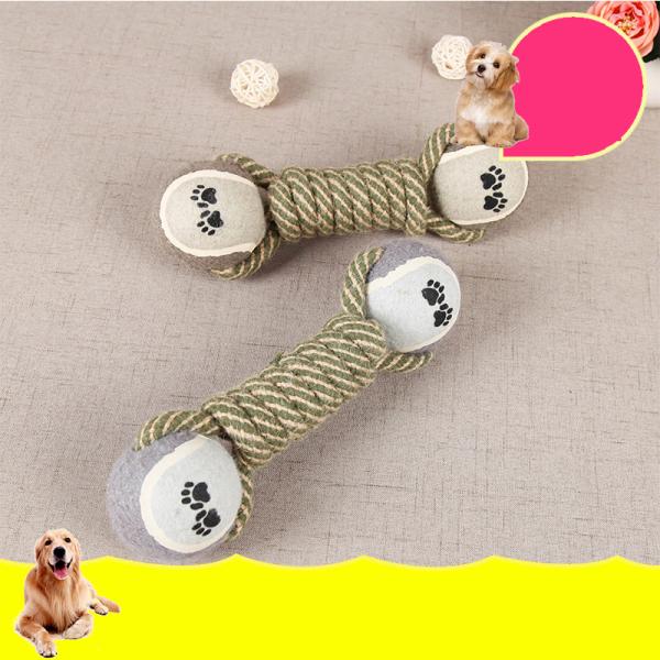 Tennis Balls Nylon Rope Dumbbell Dog Toy