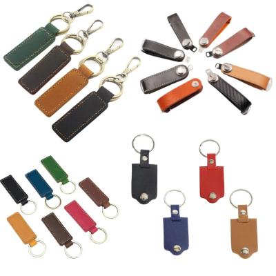 Custom Logo Plain Key Holder Metal Rivet Key Chain Promotional Gift Pu Leather Keychain