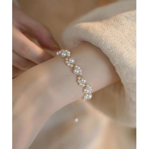 CZX Cat Claw Bracelet Pearl Adjustable Bracelet Flowers Shaped Bangles Bridesmaid Surprise Anniversary Gift