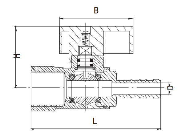 Aluminum Handle PTFE  Brass Gas Valve 9.5mm Gas Connector Valve