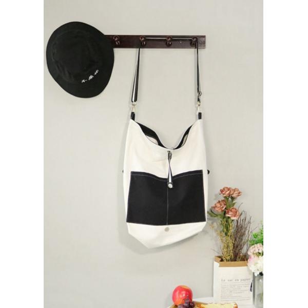 Adjustable Cotton Cross Body Bag , Foldable 10 OZ Recyclable Tote Bag