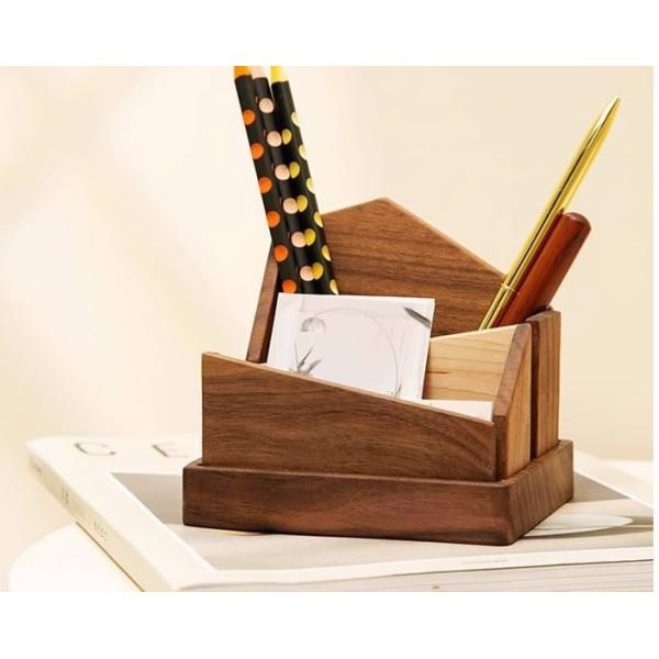 Tools Black Walnut Pen Holder Multifunctional Wood Pencil Stand with Irregular Shape