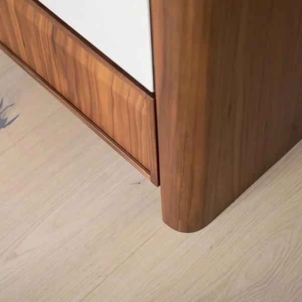 Frame-line Door Panel Kitchen Cabinet Design Cherry Wood Veneer Kitchen Cabinet For Ghana Villa Project