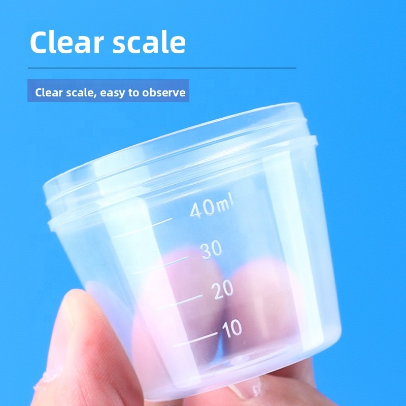 100pcs/bag 40ml Disposable Plastic Urine Collection Cup Lid Manual-Flip-Top Stool Sampling Cup Graduated Marks Sputum Cup