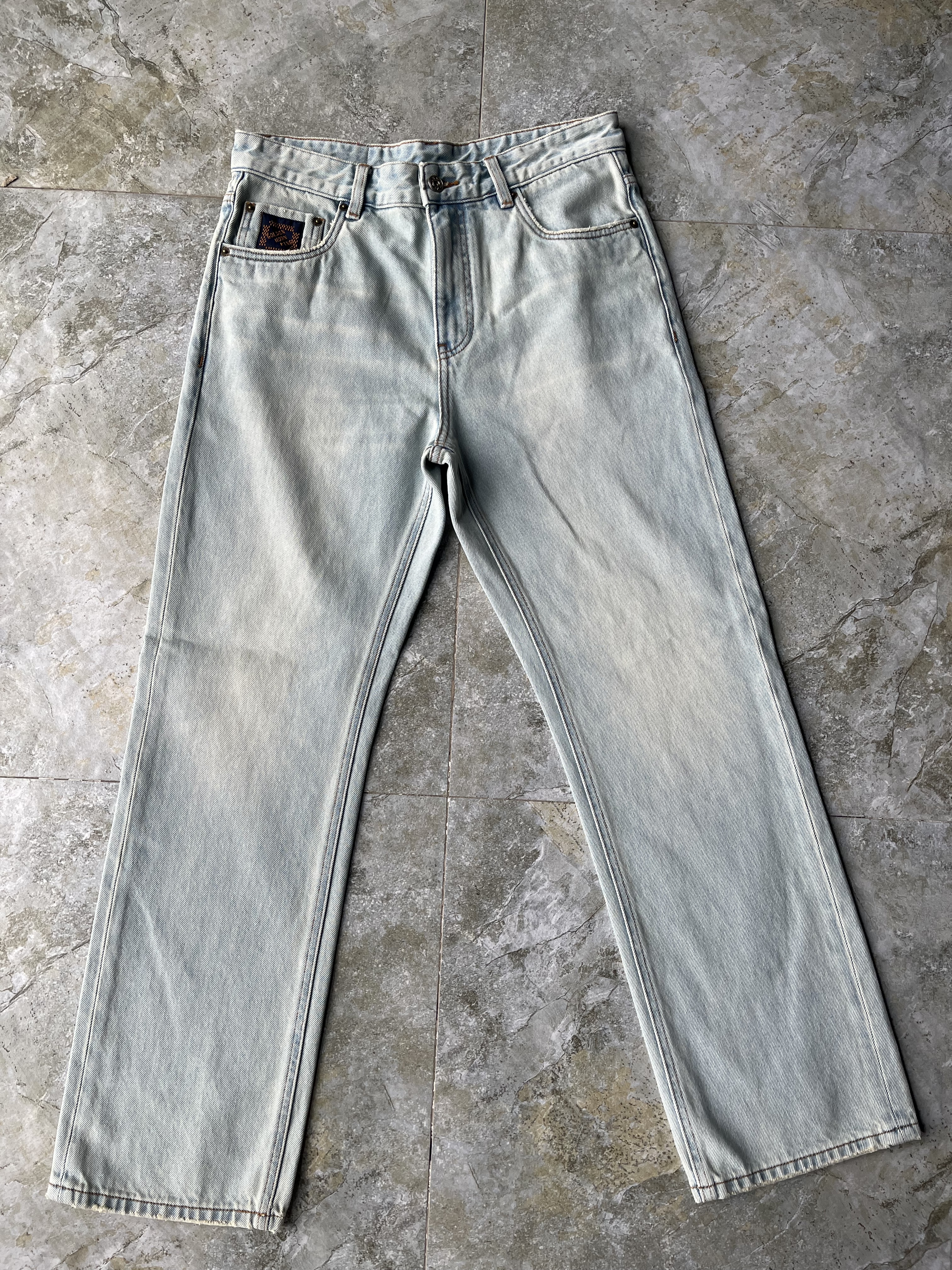 Light Men's Jeans Loose Mid Waist Straight Jeans Vintage Wash
