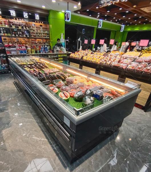 Food Refrigerated Preservation Fruit Display Chiller For Store Open Type