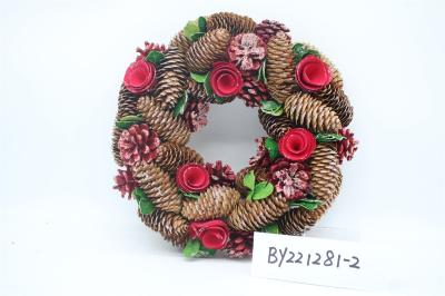 Wholesale Artificial Christmas Door Decoration Supplies Nature Pine Cone Large Christmas Wreath Garland Decor