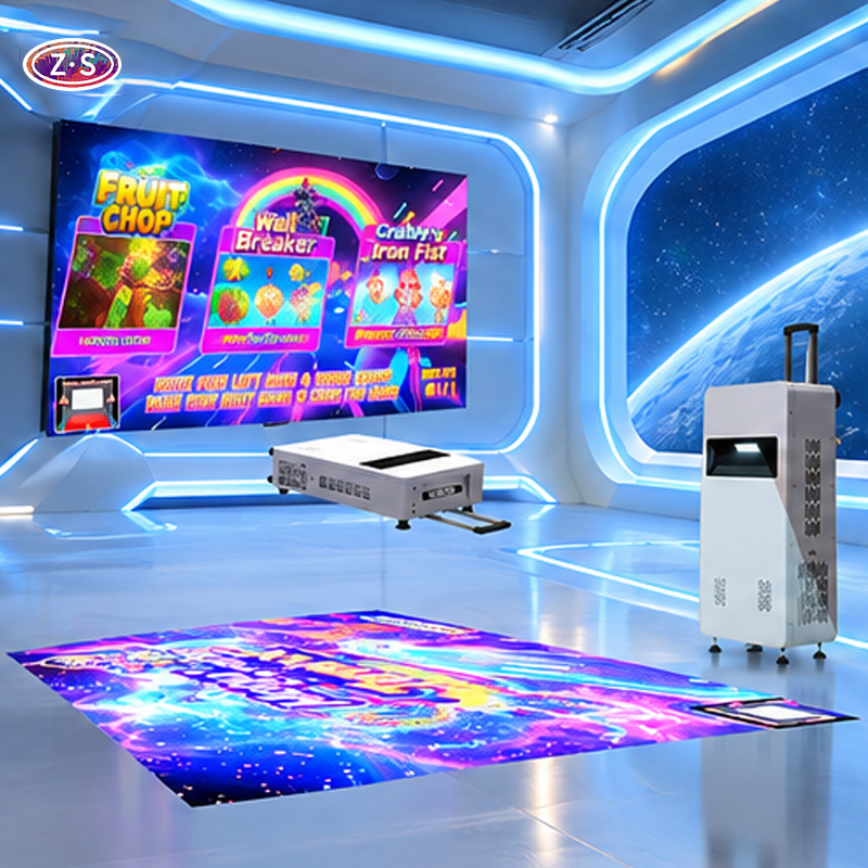 Portable Commercial Wall and Floor Projection Suitcase for Interactive Games