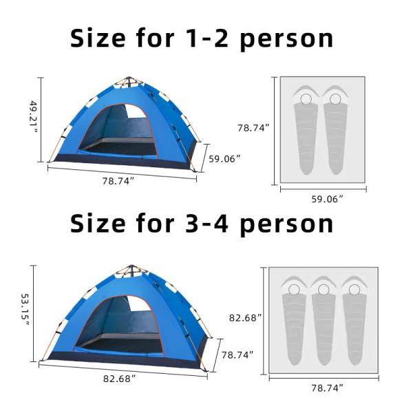 170T Polyester Camping Outdoor Tents 200 X 150 X 125cm Blue Outdoor Picnic Tent 2 Person