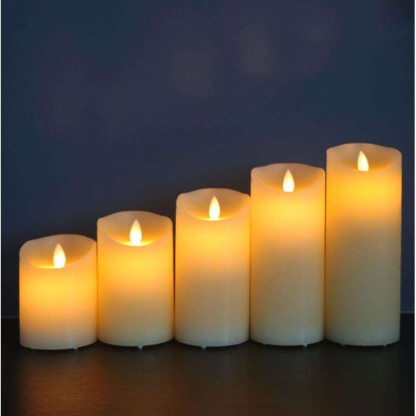 Wholesale Flameless Candles 4 5 6 Set of 3 Ivory Outdoor Indoor Pillars 3 Diameter Battery Operated Flickering Candles Include 10-Key Remote Timer Function 400+ Hours Requires 2 AA Batteries