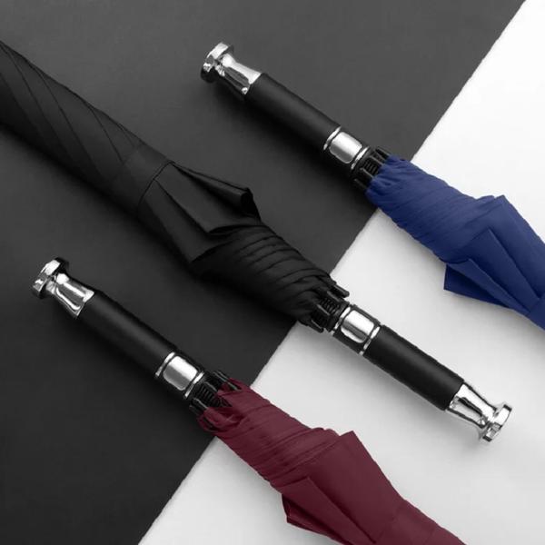 Silver Metal Handle Straight Double Canopy Rolls Royce Golf Umbrella Custom Logo