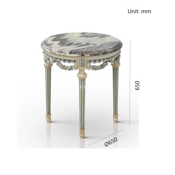Corner Carved Wood Marble Top Coffee Antique End Table For Sofa