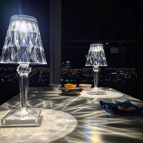 Nordic Diamond Bedroom Bar Restaurant Fixtures Charging Led Desk Lamp Night Lights crystal Acrylic Bedside Light Table Lamps