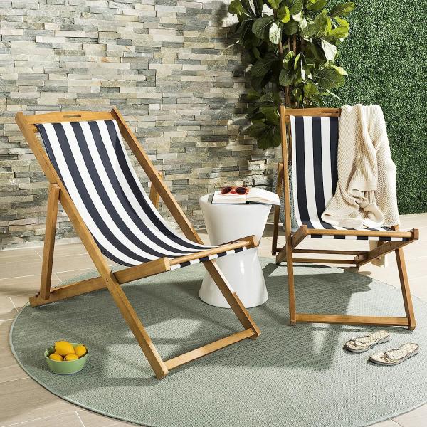 Beach Sling Chairs Set Outdoor Folding Portable Beach Chairs With Solid Wooden Frame Polyester Canvas Reclining