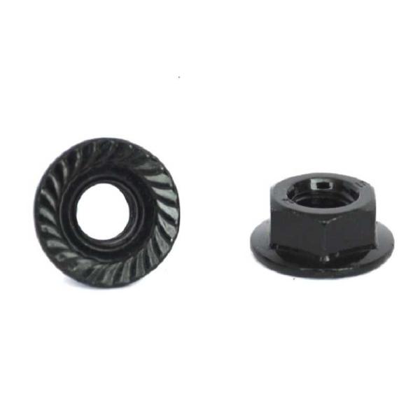 O zinco preto revestiu porcas de aço inoxidável trava o tipo categoria 4,8 M3-M12 serrilhou a flange