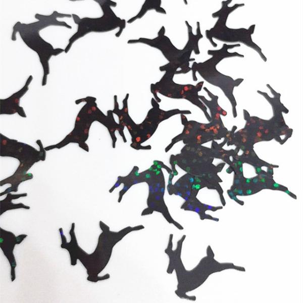 PVC Stock Holo Black Deer Glitter Shape Ready to Ship from Texiles