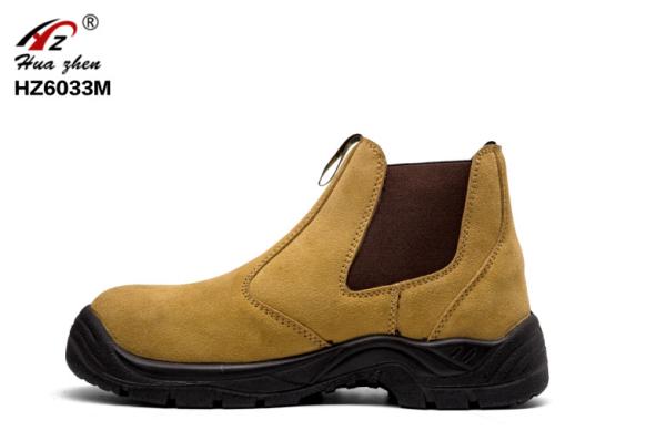 Action Suede Leather PU Sole Safety Shoes Heat Resistant With Steel Toe Cap