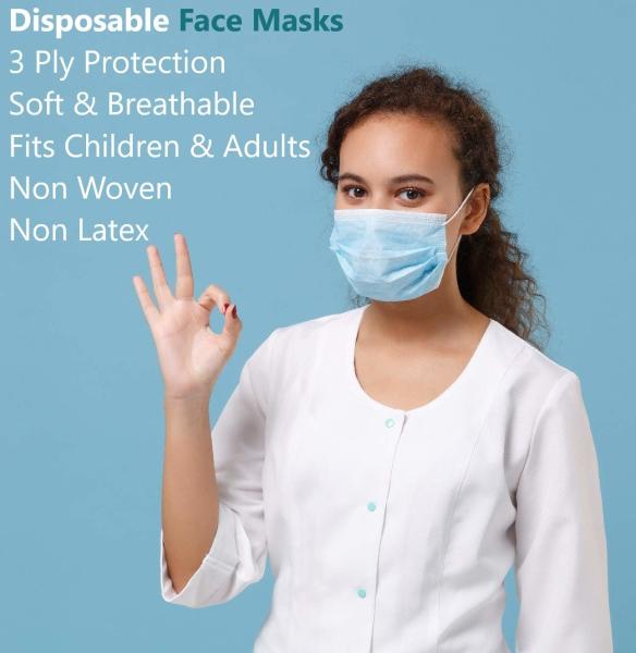 50 Pcs Disposable 3 Ply Earloop Face Mask For School