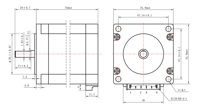 57SHD0846 мотор 57*57*76mm 1.7A 1.8N.M NEMA 23 шагая для машины CNC