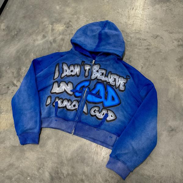 OEM Service Custom Screen Printed Hoodies Cropped Vintage Hoodie Sun Faded