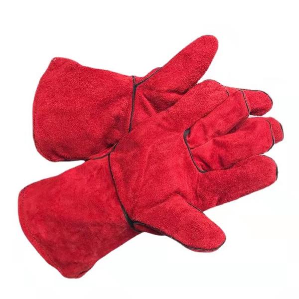 14 Cow Split Red Leather Welding Heat Resistant Hand Gloves EN420 EN388